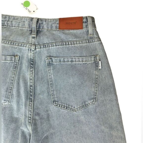 HDLTE Women Wide Leg Jeans High Waist Baggy Asymmetrical Waist Jeans Size Small - Picture 8 of 14